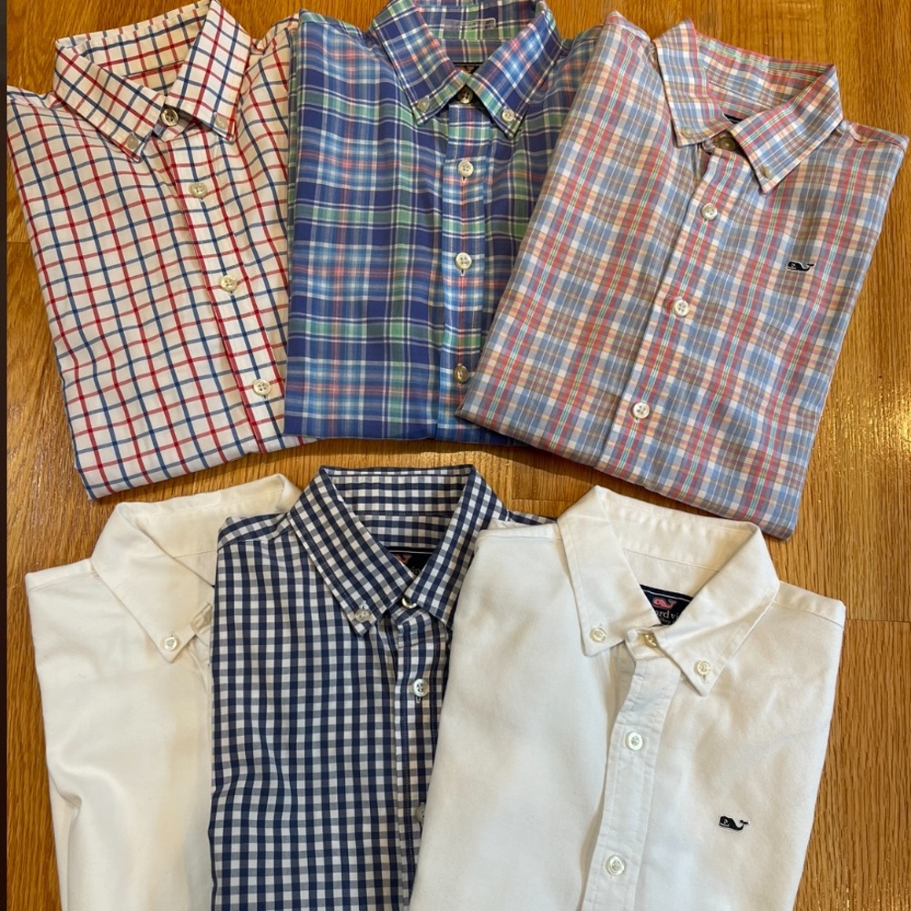 Set of 6 Vineyard Vines Boy’s Whale Button Down + Bonus Ike Behar Shirt
